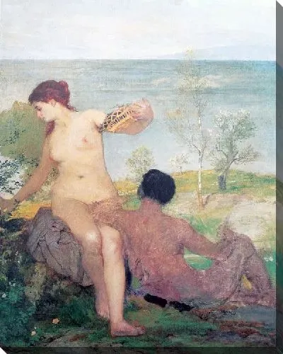 Картина Девушка и Линг с цветами (Madchen und Jungling beim Blumenpflucken)