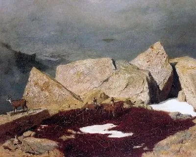 Картина Горы и серной (High mountains with chamois)