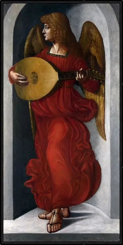 Картина Ангел в красном с лютней ( An Angel in Red with a Lute)