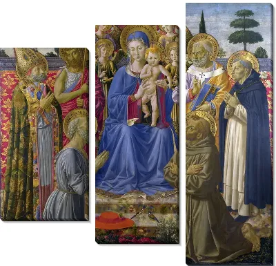 Картина Мадонна с младенцем среди ангелом ( The Virgin and Child Enthroned among Angels and Saints)