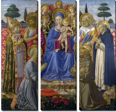 Картина Мадонна с младенцем среди ангелом ( The Virgin and Child Enthroned among Angels and Saints)