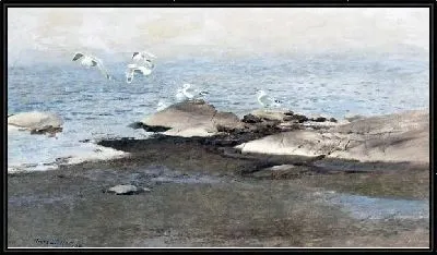 Картина Чайки на пляже (Seagulls on the beach)