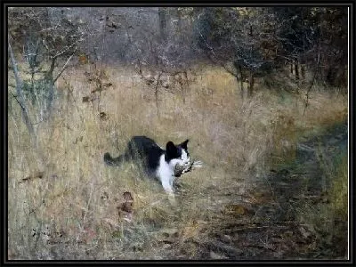 Кошка охотится на птиц (The cat hunts birds)
