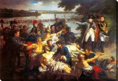 Картина Возвращение Наполеона на остров Лобау после битвы (The return of Napoleon to the island of Lobau after the Battle)