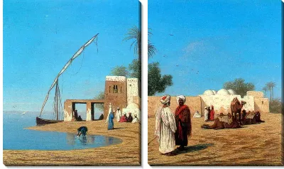 Картина Село на берегах Нила (The village on the banks of the Nile)