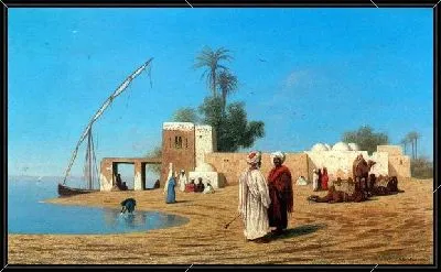 Картина Село на берегах Нила (The village on the banks of the Nile)