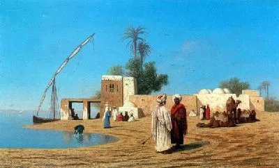 Картина Село на берегах Нила (The village on the banks of the Nile)