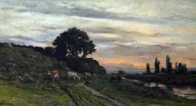 Картина Пейзаж с коровами (Landscape with Cows)