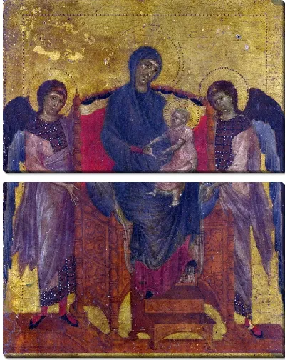 Картина Мадонна с Младенцем на троне с двумя ангелами (The Virgin and Child Enthroned with Two Angels)