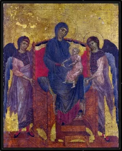 Картина Мадонна с Младенцем на троне с двумя ангелами (The Virgin and Child Enthroned with Two Angels)