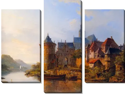 Картина Вид на город на Рейне ( A View of a Town along the Rhine)