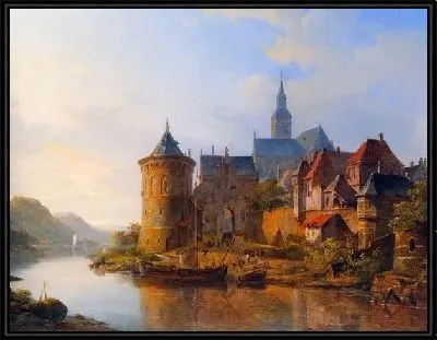 Вид на город на Рейне ( A View of a Town along the Rhine)