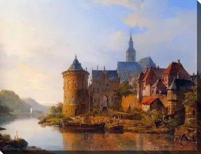 Вид на город на Рейне ( A View of a Town along the Rhine)