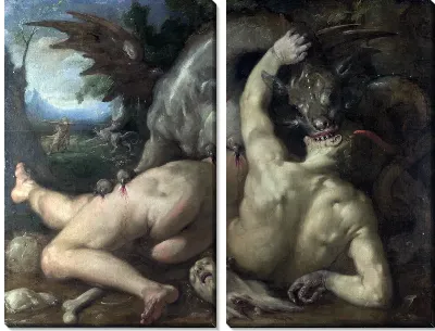 Картина Двух последователей Харма пожирает дракон (Two Followers of Cadmus devoured by a Dragon)