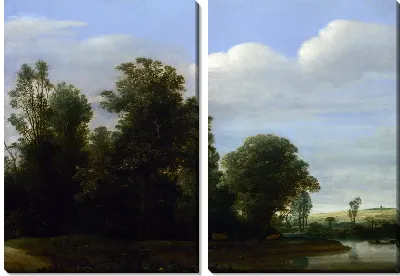Картина Пейзаж с рекой возле леса (A Landscape with a River by a Wood)