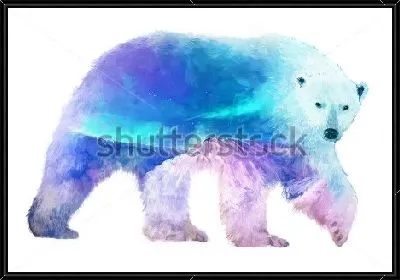 Двойная экспозиция - медведь и северное сияние