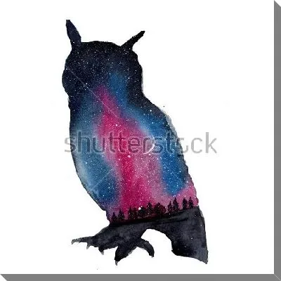 Картина маслом Двойная экспозиция - сова и звездная ночь