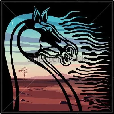 Картина Двойная экспозиция - лошадь и пустыня