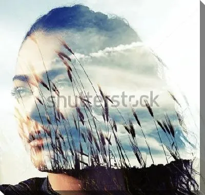 Постер Двойная экспозиция - девушка и природа