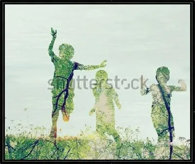 Картина Двойная экспозиция - дети и кроны деревьев