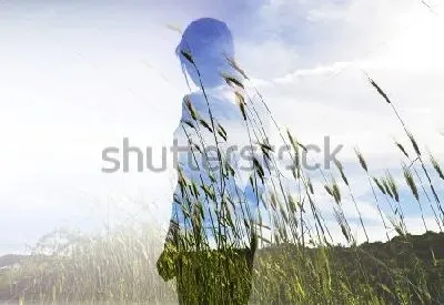 Плакат Двойная экспозиция - человек и поле