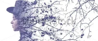 Плакат Двойная экспозиция - девушка и ветви дерева