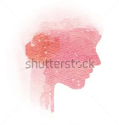 Плакат Двойная экспозиция  - силуэт девушки и акварель