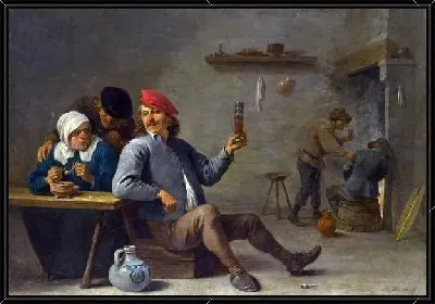 Картина Человек держащий стакан и старуха с трубкой (A Man holding a Glass and an Old Woman lighting a Pipe)