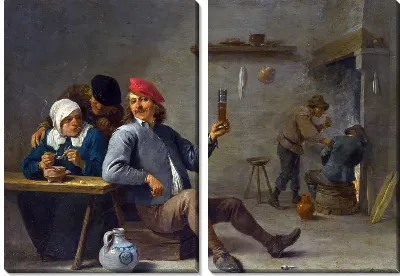 Человек держащий стакан и старуха с трубкой (A Man holding a Glass and an Old Woman lighting a Pipe)