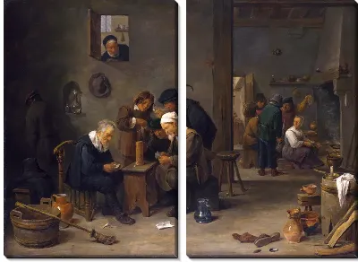 Картина Двое мужчин играют в карты на кухне (Two Men playing Cards in the Kitchen of an Inn)