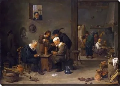Картина Двое мужчин играют в карты на кухне (Two Men playing Cards in the Kitchen of an Inn)