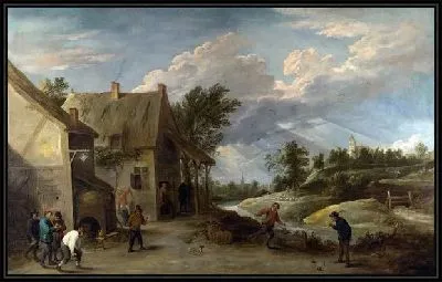 Картина Крестьяне играют (Peasants playing Bowls outside a Village Inn)