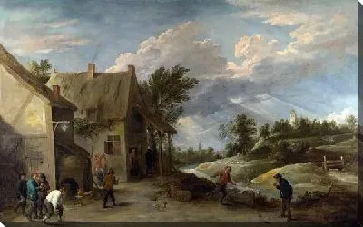 Картина Крестьяне играют (Peasants playing Bowls outside a Village Inn)