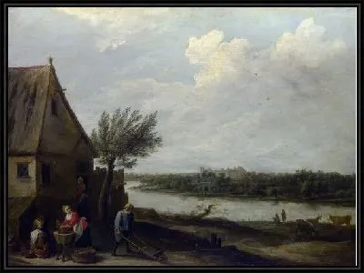Картина Дом у реки (A Cottage by a River with a Distant View of a Castle)