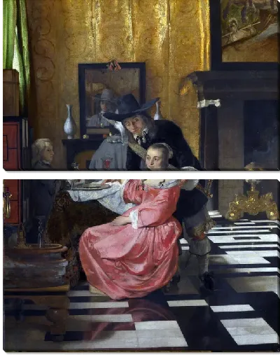 Картина Интерьер с женщиной отказывающейся от бокала вина  (An Interior, with a Woman refusing a Glass of Wine)