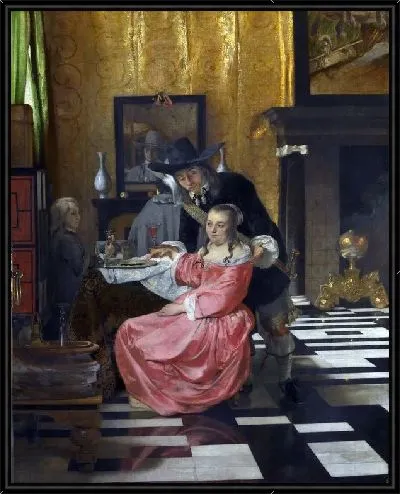 Картина Интерьер с женщиной отказывающейся от бокала вина  (An Interior, with a Woman refusing a Glass of Wine)