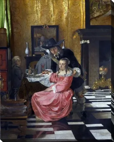 Картина Интерьер с женщиной отказывающейся от бокала вина  (An Interior, with a Woman refusing a Glass of Wine)