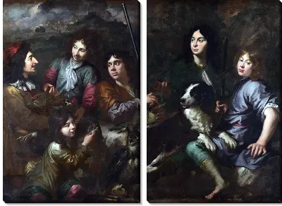 Модульная картина Охотники отдыхают (Hunters resting)