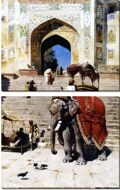 Картина Королевский слон в воротах Джами Масджид, Матхура (Королевский слон в ворота Джами Масджид, Матхура)