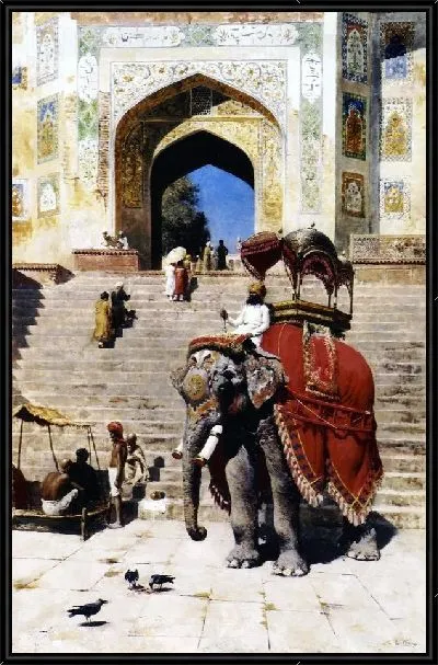 Картина Королевский слон в воротах Джами Масджид, Матхура (Королевский слон в ворота Джами Масджид, Матхура)