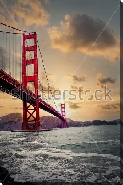Постер Сан-Франциско - мост Золотые Ворота на закате 