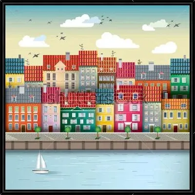 Разноцветные домики набережной детского городка