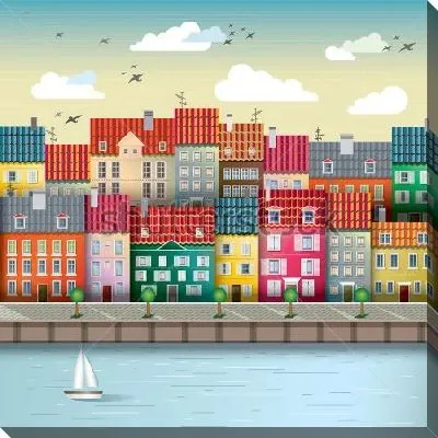 Разноцветные домики набережной детского городка