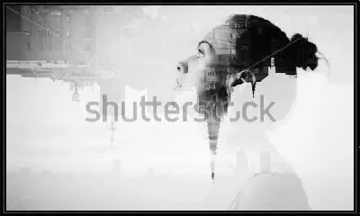 Картина Профиль девушки на фоне современного города - Одинокий голос человека