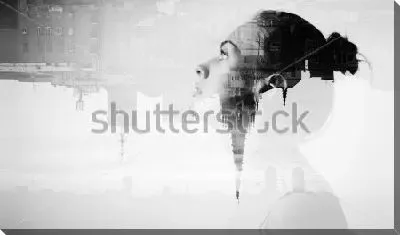 Постер Профиль девушки на фоне современного города - Одинокий голос человека