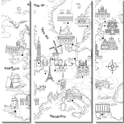 Модульная картина Достопримечательности городов Европы