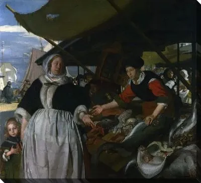 Картина Адриана и дочь на рыбном рынке (Adriana van Heusden and Daughter at the Fishmarket)