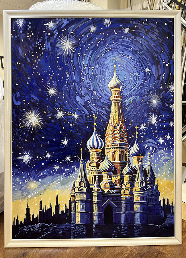 Картина маслом "Москва в стиле Ван Гога"