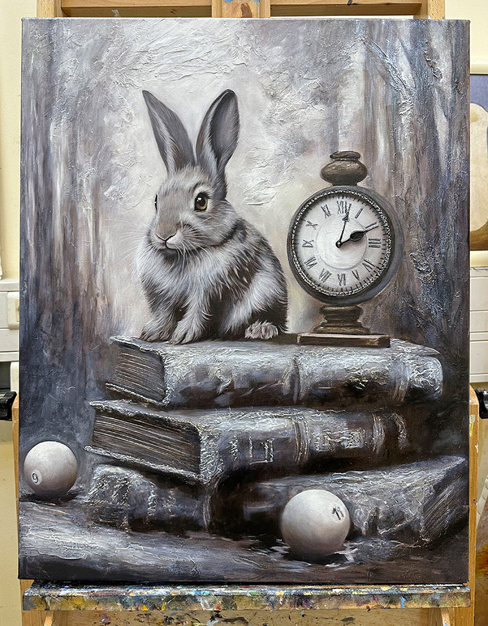 Картина маслом с зайцем в эксклюзивной прорисовке