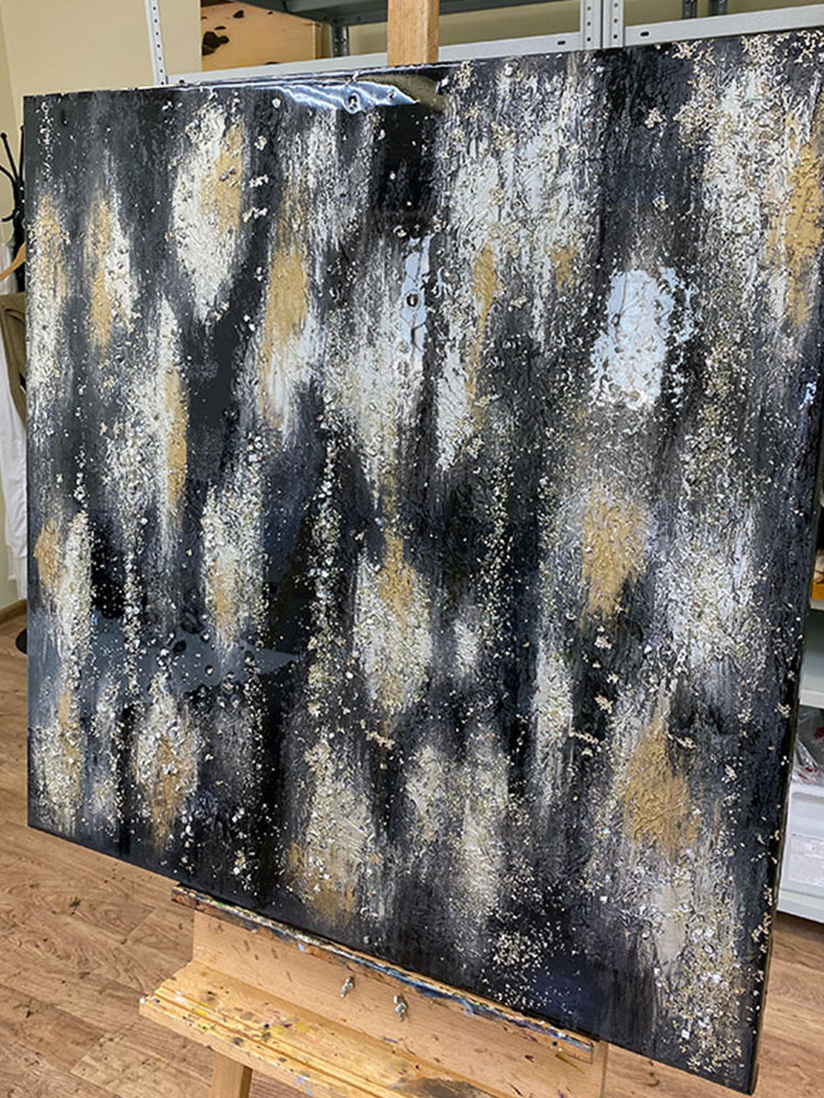 Картина маслом с камнями + эпоксидка №6